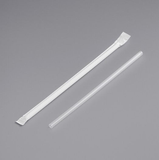 Watson Distributing 7-3/4" Plastic Straw Jumbo Paper-Wrapped Clear 9600/Case