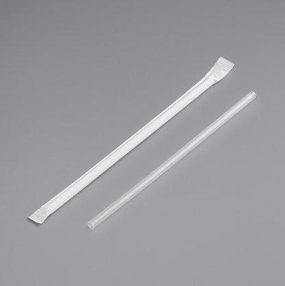 Watson Distributing 7-3/4" Plastic Straw Jumbo Paper-Wrapped Clear 9600/Case