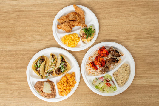 Bagasse Round Plate, 10'', White, PFAS FREE, 500pc