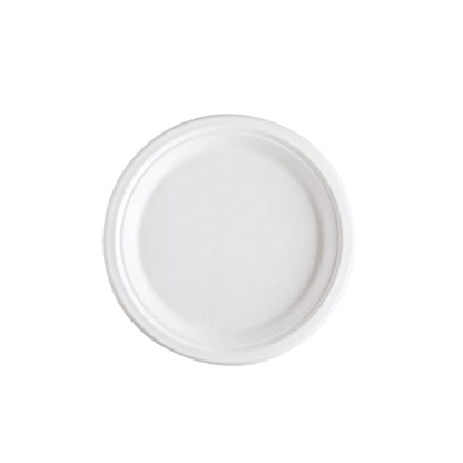 Bagasse Round Plate, 10'', White, PFAS FREE, 500pc