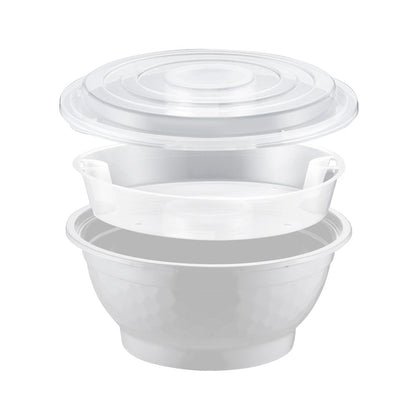 BUNDLE: 50oz Microwaveable Noodle Bowl with Insert and Lid, White, 240 Sets