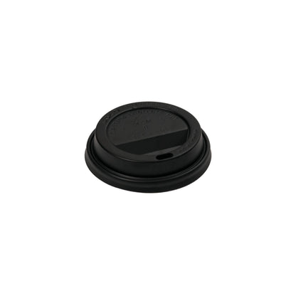 Flat Lid for 8oz Paper Cup, 80mm, PP, Black, 1000pc (100/10)