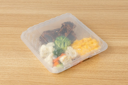 Microwaveable Hinged Container, 9" x 9", 150pc